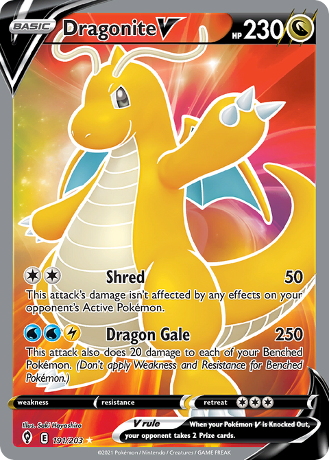 Dragonite V 191 Evolving Skies Pokémon card