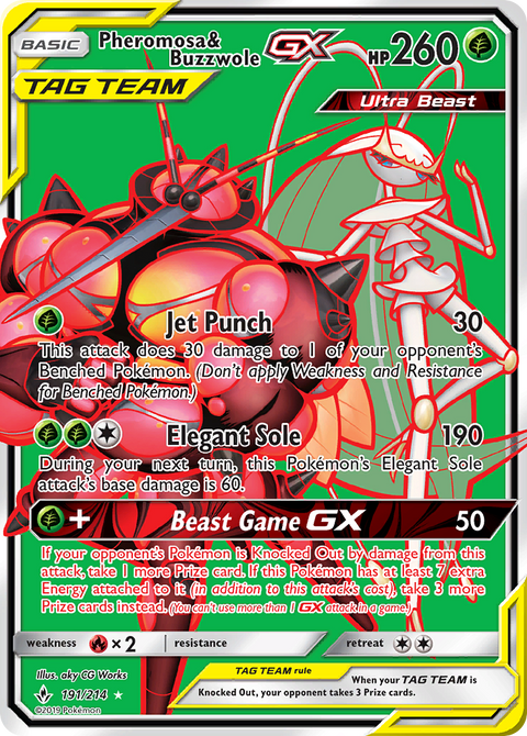 Pheromosa & Buzzwole-GX 191 Unbroken Bonds Pokémon card