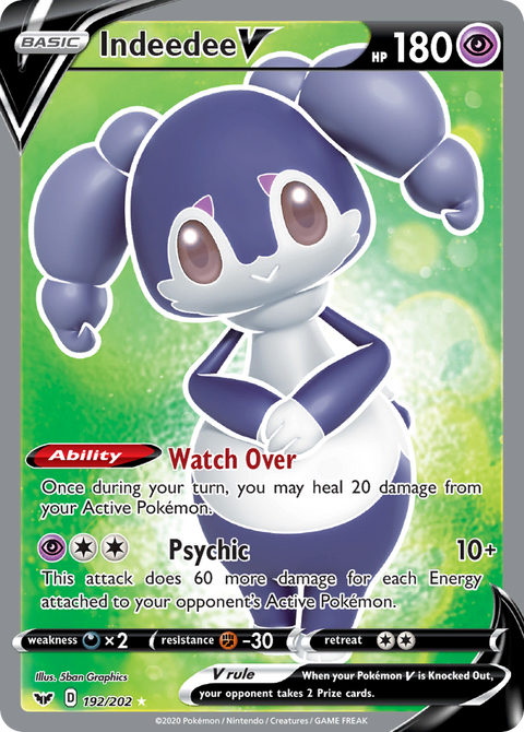 Indeedee V 192 Sword & Shield Pokémon card