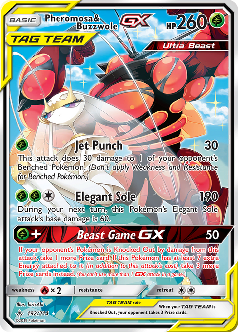 Pheromosa & Buzzwole-GX 192 Unbroken Bonds Pokémon card