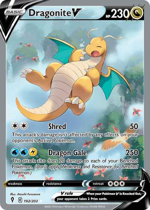 Dragonite V 192 Evolving Skies Pokémon card