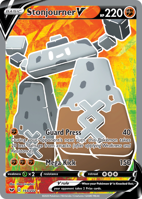 Stonjourner V 193 Sword & Shield Pokémon card