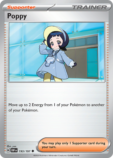 Poppy 193 Obsidian Flames Pokémon card