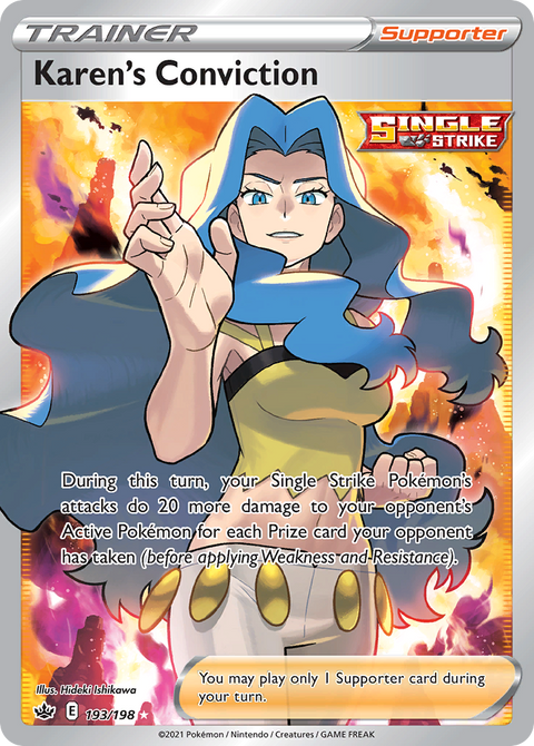 Karen's Conviction 193 Chilling Reign Pokémon card