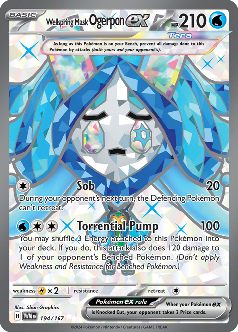 Wellspring Mask Ogerpon ex 194 Twilight Masquerade Pokémon card