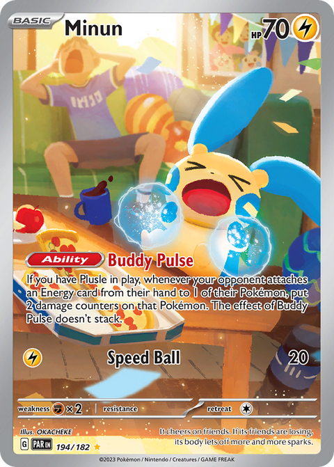 Minun 194 Paradox Rift Pokémon card