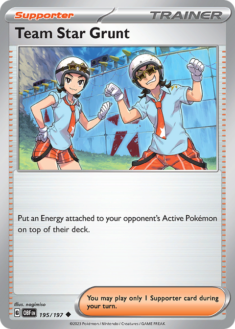 Team Star Grunt 195 Obsidian Flames Pokémon card