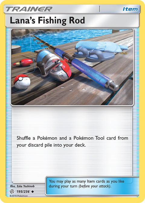 Lana's Fishing Rod 195 Cosmic Eclipse Pokémon card