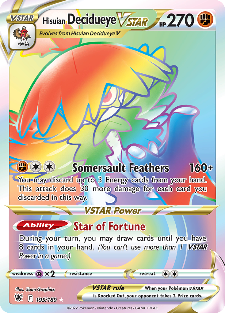 Hisuian Decidueye VSTAR 195 Astral Radiance Pokémon card