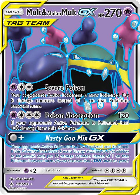 Muk & Alolan Muk-GX 196 Unbroken Bonds Pokémon card