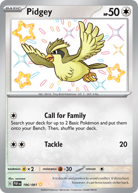 Pidgey 196 Paldean Fates Pokémon card