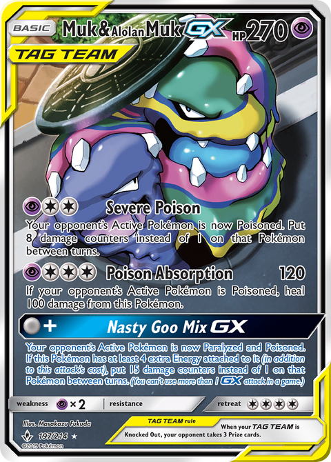 Muk & Alolan Muk-GX 197 Unbroken Bonds Pokémon card