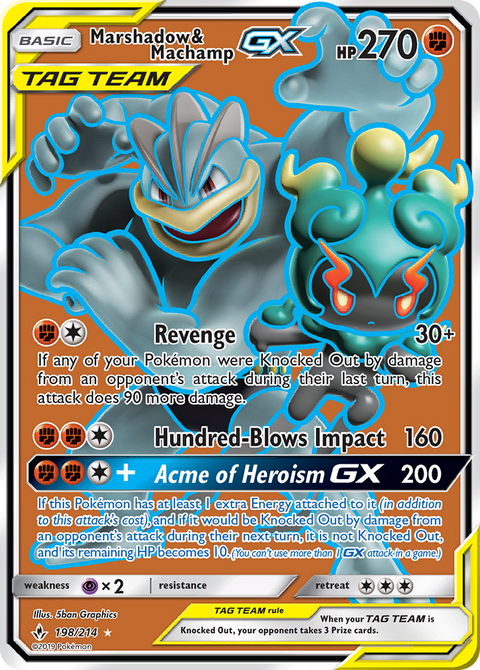 Marshadow & Machamp-GX 198 Unbroken Bonds Pokémon card