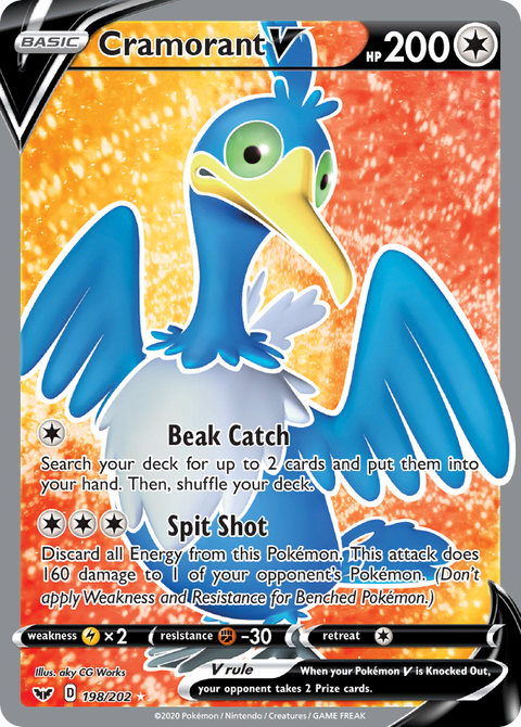 Cramorant V 198 Sword & Shield Pokémon card