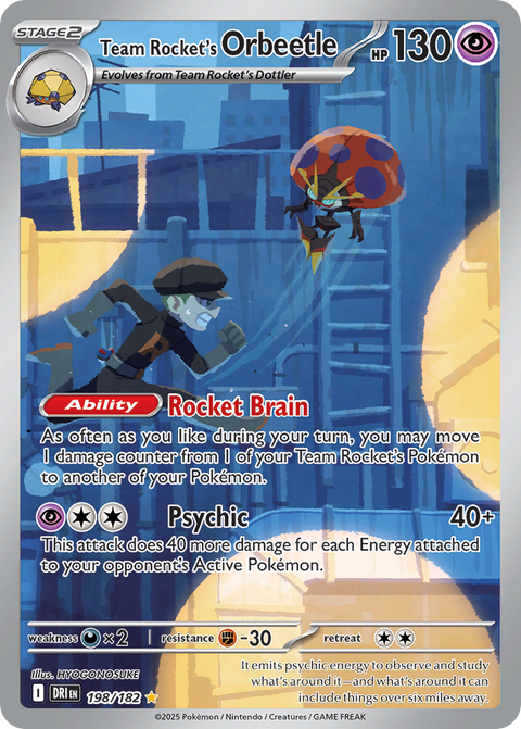 Team Rocket's Orbeetle 198 Destined Rivals Pokémon card