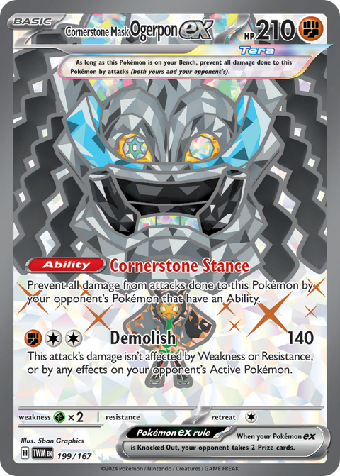 Cornerstone Mask Ogerpon ex 199 Twilight Masquerade Pokémon card
