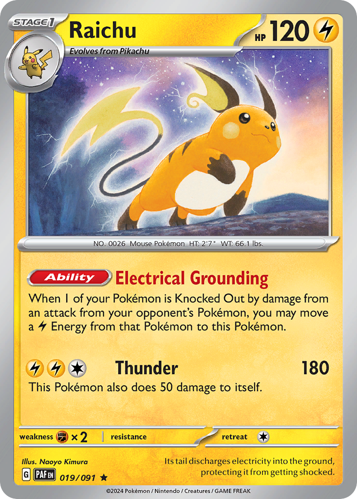 Raichu 19 Paldean Fates Pokémon card