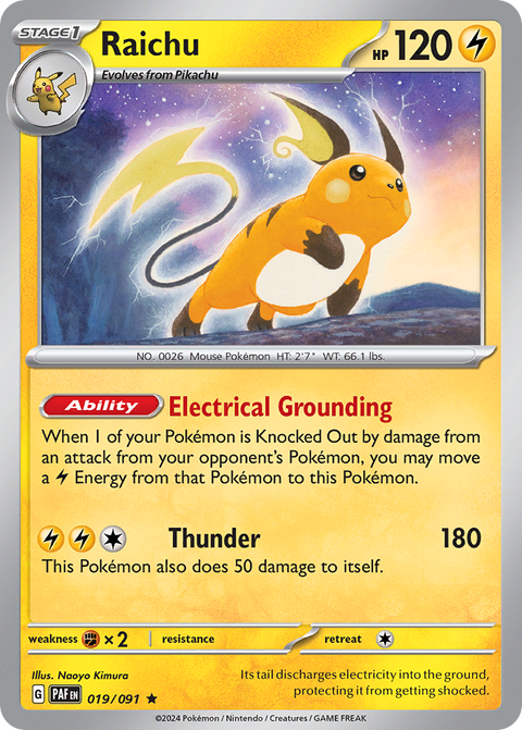Raichu 19 Paldean Fates Pokémon card