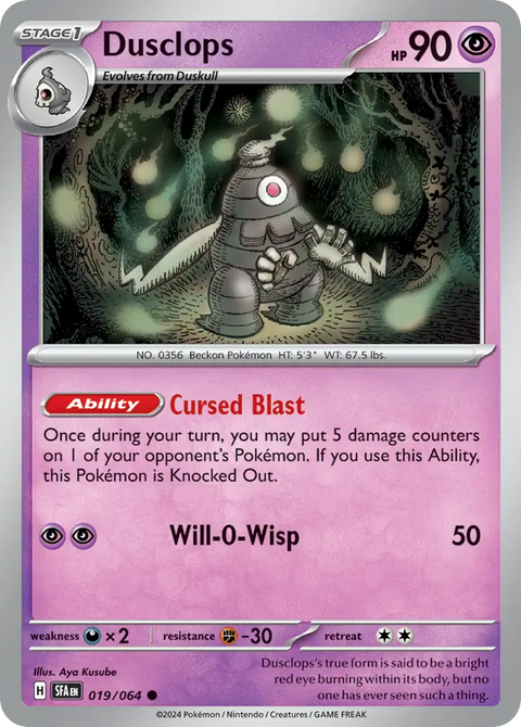 Dusclops 19 Shrouded Fable Pokémon card