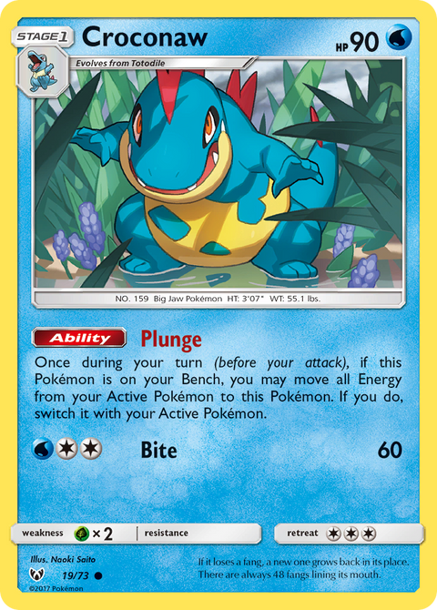 Croconaw 19 Shining Legends Pokémon card