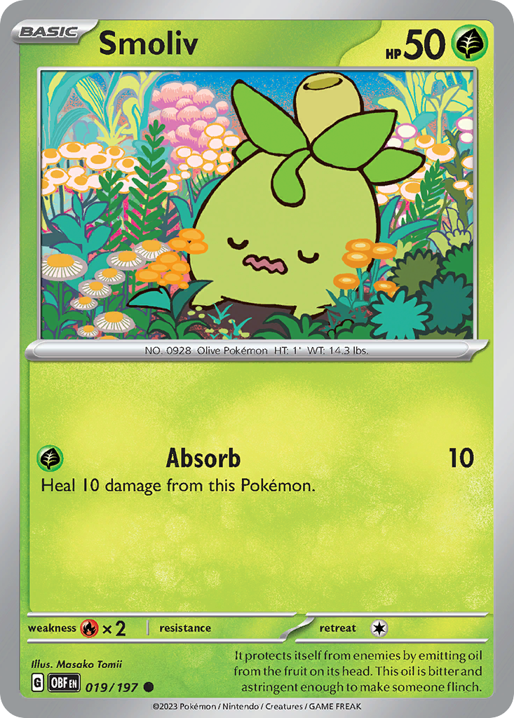 Smoliv 19 Obsidian Flames Pokémon card