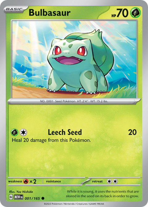 Bulbasaur 1 151 Pokémon card