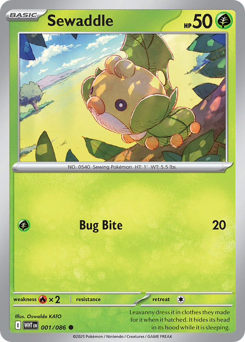 Sewaddle 1 White Flare Pokémon card