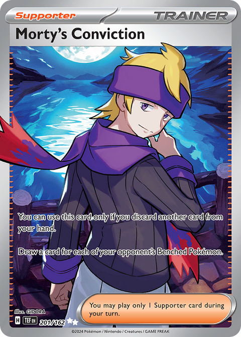 Morty's Conviction 201 Temporal Forces Pokémon card