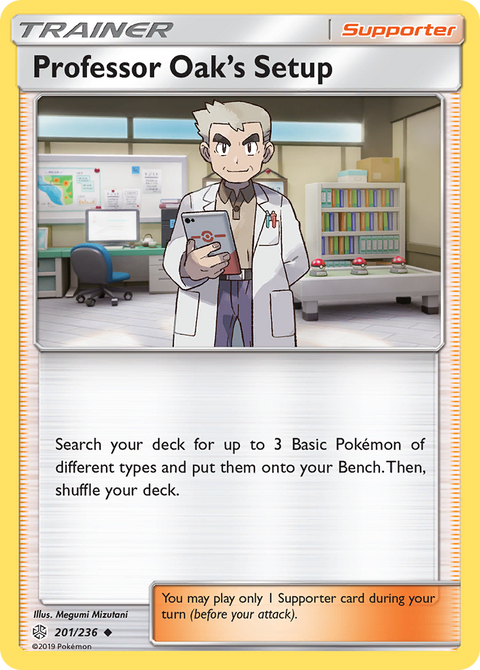 Professor Oak's Setup 201 Cosmic Eclipse Pokémon card