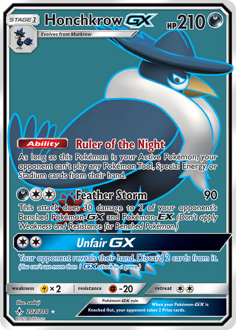 Honchkrow-GX 202 Unbroken Bonds Pokémon card