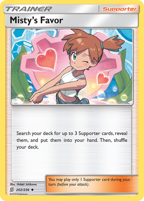 Misty's Favor 202 Unified Minds Pokémon card