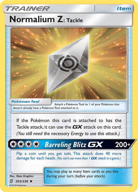 Normalium Z: Tackle 203 Unified Minds Pokémon card
