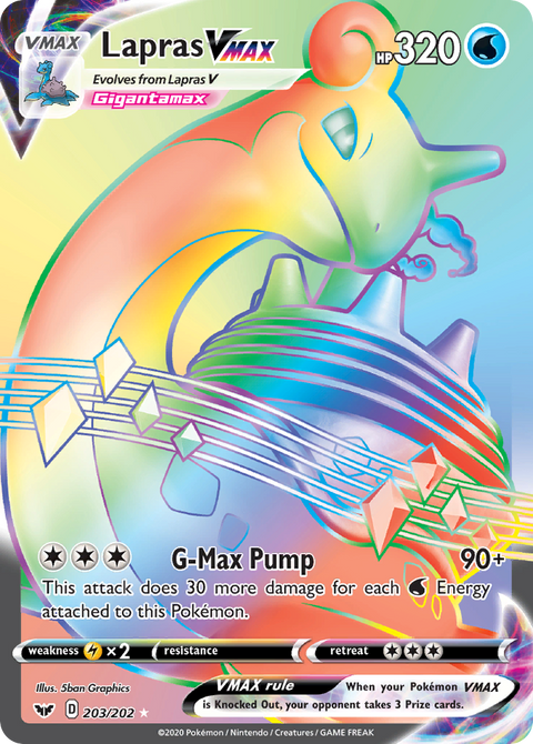 Lapras VMAX 203 Sword & Shield Pokémon card