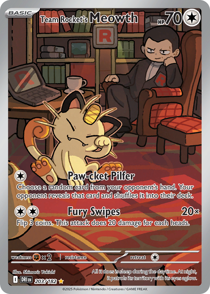 Team Rocket's Meowth 203 Destined Rivals Pokémon card
