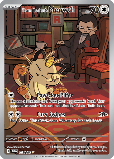 Team Rocket's Meowth 203 Destined Rivals Pokémon card
