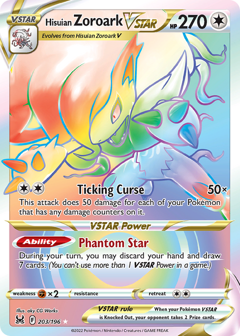 Hisuian Zoroark VSTAR 203 Lost Origin Pokémon card