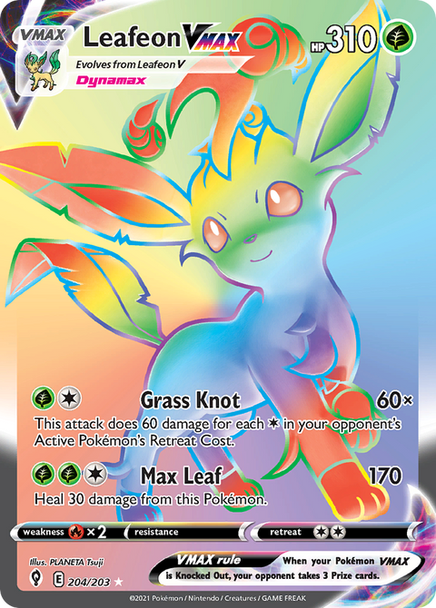 Leafeon VMAX 204 Evolving Skies Pokémon card