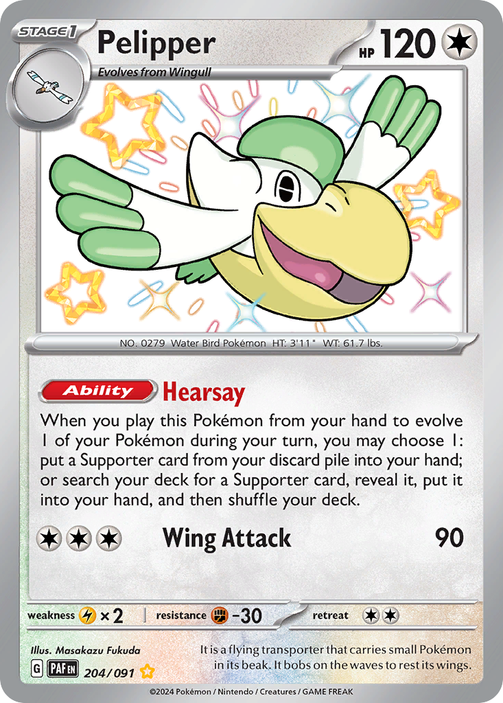 Pelipper 204 Paldean Fates Pokémon card