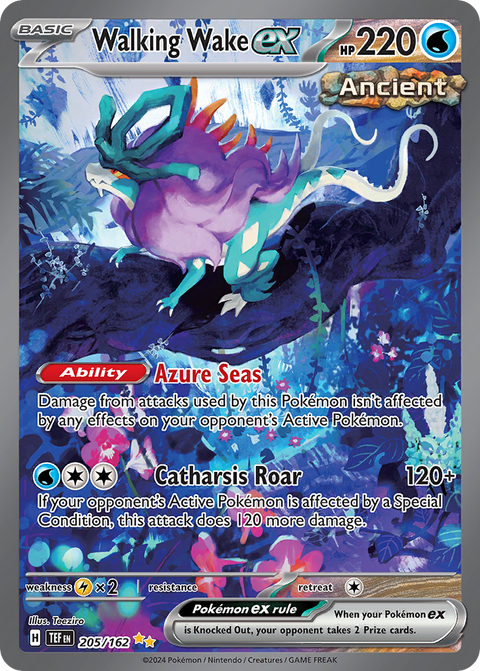 Walking Wake ex 205 Temporal Forces Pokémon card