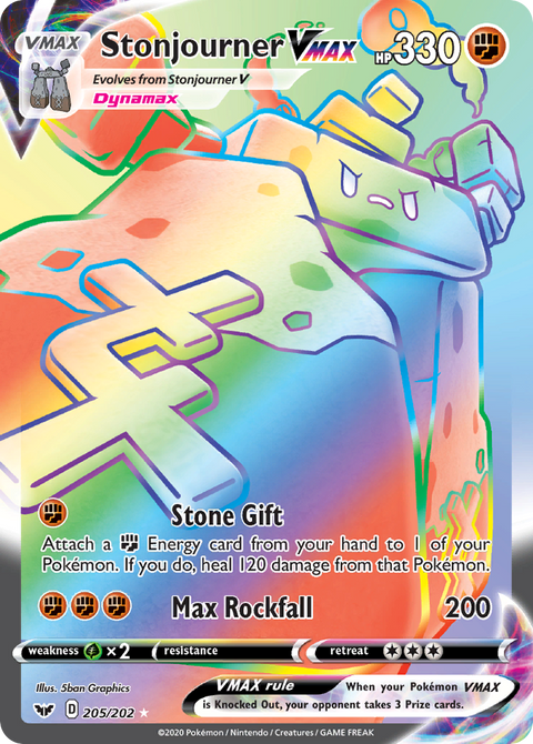 Stonjourner VMAX 205 Sword & Shield Pokémon card