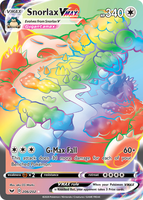 Snorlax VMAX 206 Sword & Shield Pokémon card