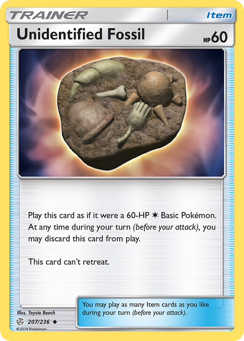 Unidentified Fossil 207 Cosmic Eclipse Pokémon card