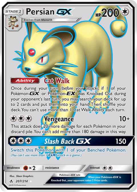 Persian-GX 207 Unbroken Bonds Pokémon card