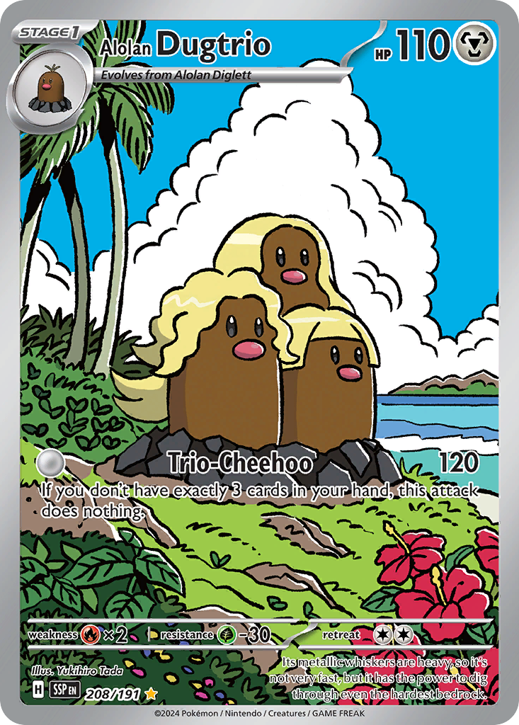 Alolan Dugtrio 208 Surging Sparks Pokémon card