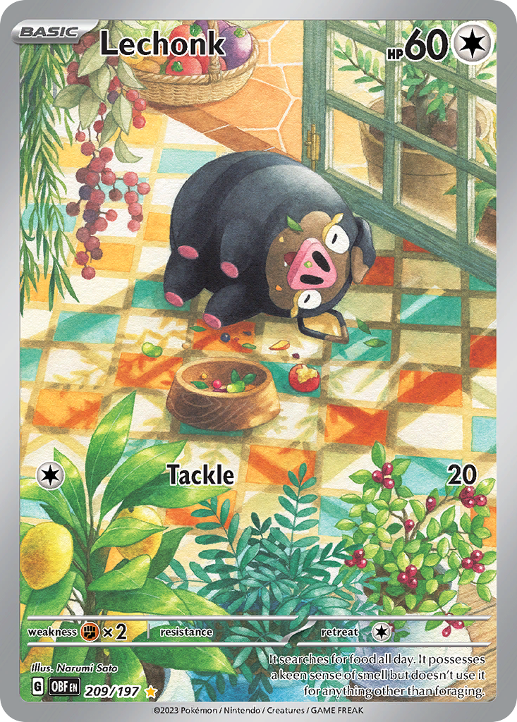 Lechonk 209 Obsidian Flames Pokémon card
