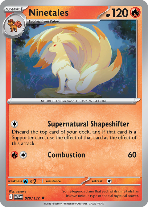 Ninetales 20 Mega Evolution Pokémon card