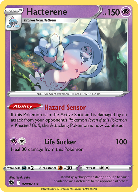 Hatterene 20 Champion's Path Pokémon card