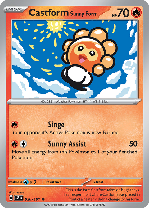 Castform Sunny Form 20 Surging Sparks Pokémon card