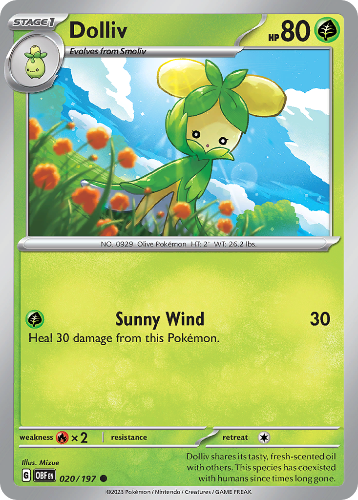 Dolliv 20 Obsidian Flames Pokémon card