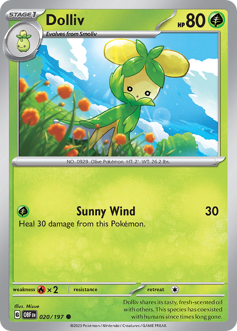 Dolliv 20 Obsidian Flames Pokémon card